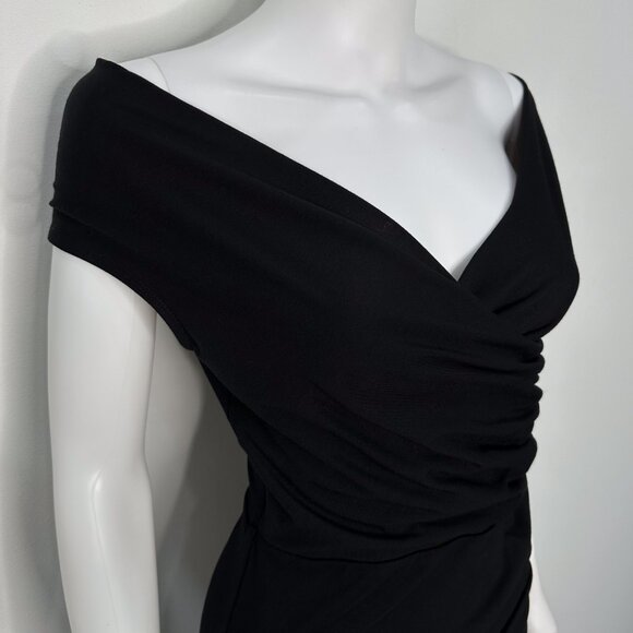 Reformation Cormac Ruched Wrap Style Jersey Midi Dress with Slit in Black Size M - Picture 7 of 16